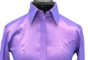 Chemise Cowgirl Western Show faite à la main sur tissu taffetas extensible Lavande Glace - Product Image 3