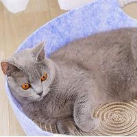 Nid de lit pour chat en feutre pour animaux de compagnie nid ovale corde de coton tissé grotte de chat amovible petit chenil pour chien