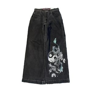 Vintage Custom <b>Embroidered</b> Baggy <b>Jeans</b> Men’s Wide Leg Streetwear Denim Pants Gothic Hip Hop Loose Fit Oversized Trousers - Product Image 3
