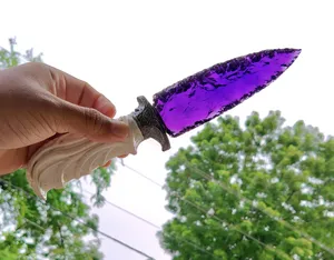 Cuchillo de Cristal de Amatista de 10 Pulgadas con Mango de Cabeza de Águila, Decoración Gótica para Altar - Product Image 1