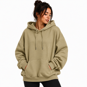 Hoodie surdimensionné personnalisé en coton avec impression en relief, style streetwear, coupe décontractée, broderie unie pour hommes et femmes - Product Image 5