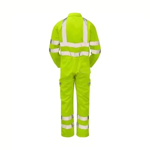 Overol de Trabajo Unisex de Alta Visibilidad, Antibacteriano, de Algodón con Cinta Reflectante Plateada FR, Resistente al Viento, Certificado CE, Ropa de Trabajo de Seguridad - Product Image 3
