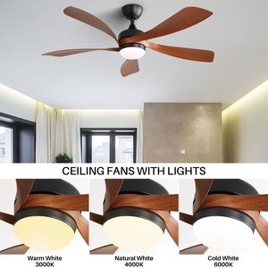 52-Inch Indoor <b>Ceiling</b> <b>Fan</b> with 3 Color Dimmable DC Motor 5 ABS Blades Remote Control & Reversible <b>Black</b> Wi Model W882P146311 - Product Image 4