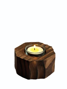 Portavelas de Madera Rústico Hecho a Mano, Decoración Moderna de Lujo para el Hogar, con Metal y Resina, para Velas de Té, Bodas y Navidad - Product Image 3