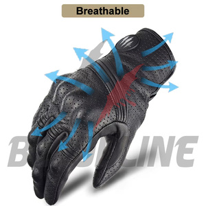 Guantes deportivos transpirables de cuero negro, guantes de moto para las cuatro estaciones, guantes de ciclismo sin forro - Product Image 3
