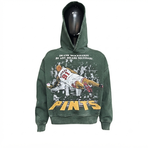 Sweat-shirt à capuche surdimensionné rouge pour homme, streetwear, imprimé graphique, en coton molletonné, design vintage, logo sur le devant - Product Image 4