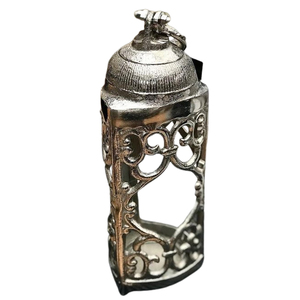 "Indian Home Craft <b>Silver</b> Outdoor Metal <b>Lantern</b> Candle Holders Set for Christmas Decorations Lighting Accent - Product Image 1