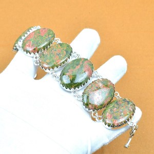 Unakite Gemstone Sterling <b>Silver</b> <b>Bracelet</b> Handmade Bohemian Jewelry Natural Stone Women <b>Bracelet</b> Wholesale - Product Image 6