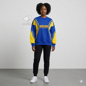 Sweat-shirt à col rond pour femme, manches longues, bleu et or, avec blocs de couleur, de la sororité Sigma Gamma Rho, accessoires grecs - Product Image 4