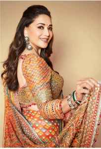 ผ้าไหมชินอนดีไซน์เนอร์สุดพิเศษ พร้อมเสื้อคลุมสุดหรู ทันสมัย สวยงาม โดดเด่น  แบบอินเดีย  สำหรับงานปาร์ตี้  ชุดสตรีที่ดูดีมีสไตล์ - Product Image 3