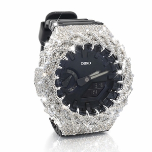 Reloj de Lujo para Hombre con Diamantes Estilo Hip Hop, Esfera Negra de Acero Inoxidable, Moissanita, Personalizado, Regalo - Product Image 1