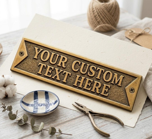 Personalized Brass Door Sign Custom Vintage <b>Metal</b> <b>Plaque</b> Raised Lettering Name Plate Engraved House Office Business Door Sign - Product Image 4