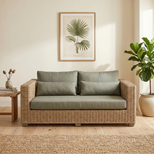 Sofá Saint Martinez con Estructura de Madera de Caoba, Ratán Kuboo, Cojines Gris Oscuro Ksvw, Cama de Día, Juego de Muebles de Patio Premium para Exteriores - Product Image 4
