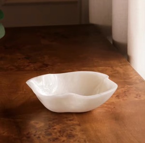 Handmade Polished <b>White</b> Resin Effect <b>Serving</b> <b>Bowl</b> for Fruit and Snacks Minimalist Design Uncoated Dinnerware Party Use - Product Image 3