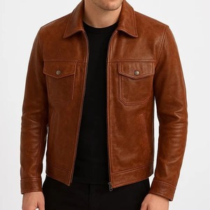 Chaqueta de cuero para motocicleta a precio mayorista, personalizada, de moda, ajustada, para hombre, con marca OEM. - Product Image 3