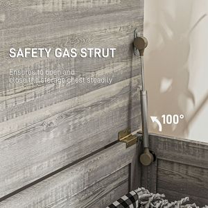 Cassettiera Contenitore Grigia Effetto Legno Stile Rustico con Coperchio Sollevabile e Cerniera di Sicurezza per Camera da Letto, Ingresso, Soggiorno e Armadi - Product Image 6