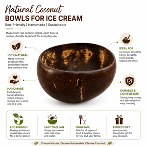 Natural Coconut Bowls for <b>Ice</b> Cream Smoothie Bowls Desserts Customized Eco-Friendly Handmade Modern Luxury Serveware for - Product Image 6