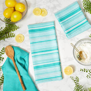 Ensemble de torchons de cuisine rayés en coton 100 % premium, super absorbants, séchage rapide, réutilisables, doux, multi-usages, pour le nettoyage de la vaisselle - Product Image 3