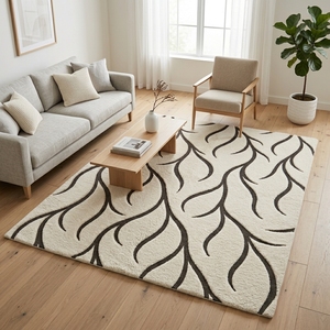 Tapis en laine tufté fait main à boucles hautes et basses, abstrait, antidérapant, moderne, sur mesure, prix d'usine en gros - Product Image 5