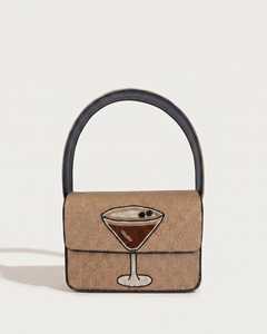 Pochette élégante perlée avec broderie Martini et fermeture à rabat, sac à main de soirée pour femme, qualité supérieure, broderie de perles palmiers en lin - Product Image 1