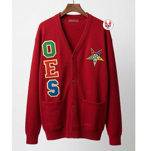 เสื้อคาร์ดิแกนแบบวาร์ซิตี้ OES แบบสั่งทำพิเศษ |   เสื้อแจ็คเก็ตไหมพรมติดกระดุมแบบสเวตเตอร์ของออร์เดอร์ออฟเดอะอีสเทิร์นสตาร์ - Product Image 6