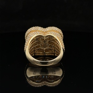 Heart Shape Baguette Cut Moissanite <b>Cocktail</b> <b>Ring</b> Pave Setting Yellow <b>Gold</b> Plated Women's Luxury Jewelry Party Style Bling <b>Ring</b> - Product Image 4