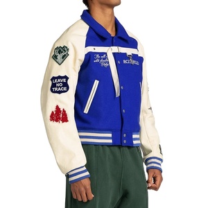 Veste universitaire à imprimé de logo côtelé personnalisé pour hommes veste de baseball nouveau design avec col montant pour l'hiver - Product Image 5