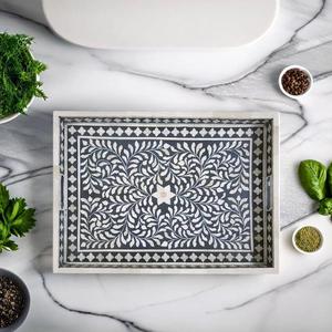 Bandeja Feng Shui de Lujo Hecha a Mano con Incrustaciones de Hueso Ecológicas, Diseño Decorativo Elegante, Calidad Premium para Servir en el Hogar y la Cocina - Product Image 2