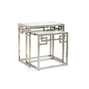 Sophisticated Metal <b>Nesting</b> <b>Table</b> With Glass Top Decorative Side Furniture For Elegant Modern Home Interiors - Product Image 1
