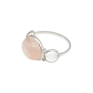 Bague en argent sterling 925 pour femme, ornée de quartz rose naturel et de topaze blanche, vente en gros, fournisseur de bagues d'anniversaire de mariage - Product Image 5