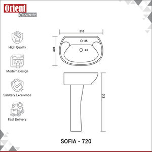 Lavabo de Cerámica Blanco con Pedestal para Baño, Diseño Nuevo, Alta Calidad, Suministro Directo de Fábrica - Product Image 3