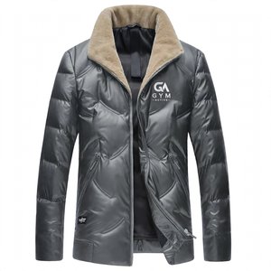 GYM Active Men's High Quality Breathable Windproof Waterproof Quick Dry Polyester Winter Casual <b>Fleece</b> Puffer Wool-<b>Lined</b> <b>Jacket</b> - Product Image 1