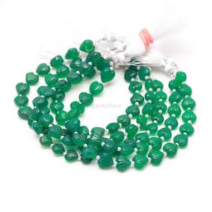 Natural Green Onyx Carved Heart Shape Gemstone Beads 10-11MM Hand Carved Onyx Beads Loose <b>Stone</b> Bead For Jewelry Making 8 Inches - Product Image 6