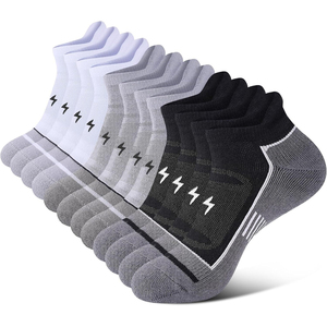 Men's <b>Black</b> Ankle <b>Socks</b> With Yellow Lightning Pattern Breathable Knitted Sports <b>Socks</b> Summer Lightweight Fit 6 Pairs - Product Image 5