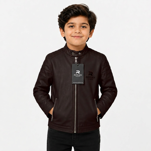 Classic premium kids <b>leather</b> <b>jacket</b> with soft comfort durable stitching modern fit and reliable warmth for every adventure - Product Image 4