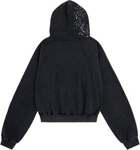 Sweat-shirt à capuche zippé surdimensionné vintage Ammiri personnalisé avec strass, imprimé étoiles, en molleton de coton épais, pour hommes et femmes, style streetwear - Product Image 2