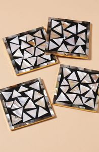 Luxury Mother of Pearl <b>Coasters</b> Triangle Inlay Mop <b>Coaster</b> Set with Handcrafted <b>table</b> decoration mats & pads handmade collection - Product Image 4