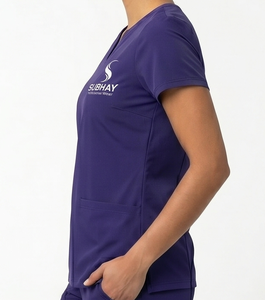 SUBHAY Women's Purple <b>Scrub</b> Top With Front Pockets Hospital <b>Uniform</b> Wear - Product Image 2