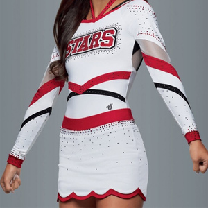 Costume de pom-pom girl personnalisable pour femmes, imprimé par transfert thermique, en polyester et élasthanne, jupe, taille XXXS, ensembles d'uniformes de cheerleading - Product Image 1