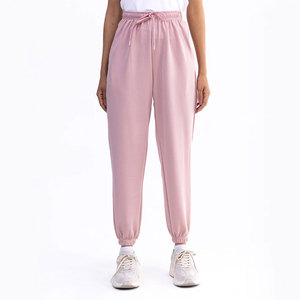 Pantalon cargo en polaire rose pour femme, taille élastique, fermeture éclair, décontracté, longueur cheville, couleur unie, hiver, coupe régulière, coton tissé - Product Image 3