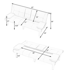 Divano Letto Multifunzionale in PVC Verde da 67 Pollici con Portabicchieri Pieghevole, Estremamente Pratico per Trasformare in un Spazio Confortevole - Product Image 6