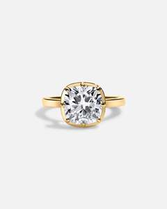 Bague de mariage solitaire en or massif 14 carats avec diamant de laboratoire taille coussin serti à griffes, 1 à 4 carats, personnalisée, faite à la main, certifiée IGI - Product Image 1