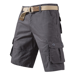 <b>Men's</b> <b>Brown</b> <b>Cargo</b> Shorts Midweight Canvas Multiple Pockets Breathable Casual Summer Style Button Fly - Product Image 2