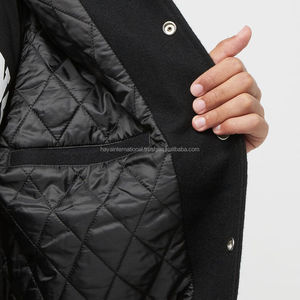 Manches en cuir de vachette en laine de haute qualité col montant broderie patchs Chenille motif solide Service OEM disponible - Product Image 6