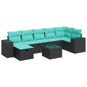 Set Divano da Esterno Moderno in Polyrattan Nero per 8 Persone con Cuscini - Design Contemporaneo - Product Image 4