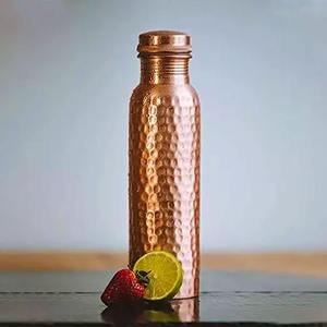 Lotus Cap Hammered <b>Copper</b> Water <b>Bottle</b> Textured Pure <b>Copper</b> <b>Drinking</b> <b>Bottle</b> Ayurvedic Leakproof Reusable OEM Factory - Product Image 4