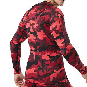 Vente en gros de T-shirts de compression personnalisés à col rond et manches longues pour hommes, séchage rapide, fitness, tissu molletonné - Product Image 2