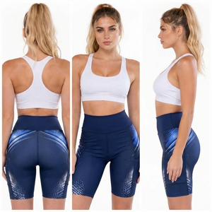 Shorts de yoga imprimés taille haute pour femmes, tenue de sport, coupe ajustée, séchage rapide, en polyester, collants courts pour femmes - Product Image 5