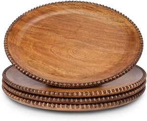 Wholesale Rustic Wooden <b>Charger</b> Plates Luxury Antique Vintage Round Under Plates For Wedding Party Table Decoration Under Plate - Product Image 2