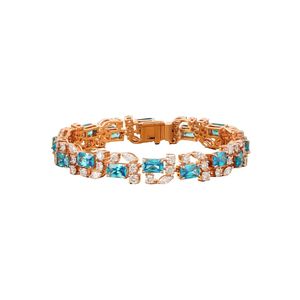 Bracelet tennis 4,49 CT en or rose 14K avec diamants de laboratoire bleus CZ ronds et marquises, tendance - Product Image 1
